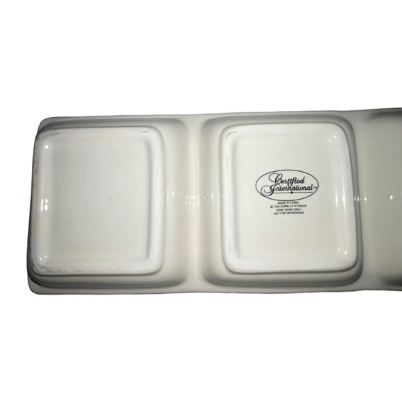Certified International China Tre Sorelle 3 Part Divided Relish Tray Wine - Picture 5 of 6
